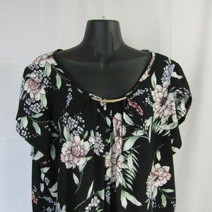 AUW Floral Pattern Tunic Blouse 1/4 Sleeve 3XL